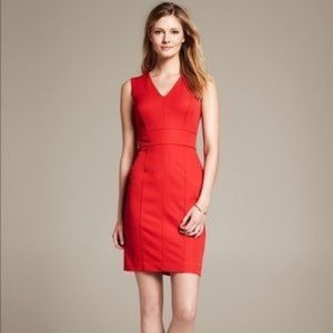 Red v-neck dress